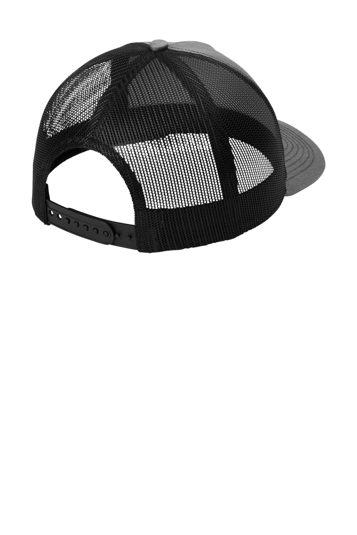 Port Authority Low-Profile Snapback 5-Panel Trucker Cap C405LP - Heather Grey/ Black - back