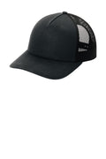 Port Authority Low-Profile Snapback 5-Panel Trucker Cap C405LP - Black/ Black - front