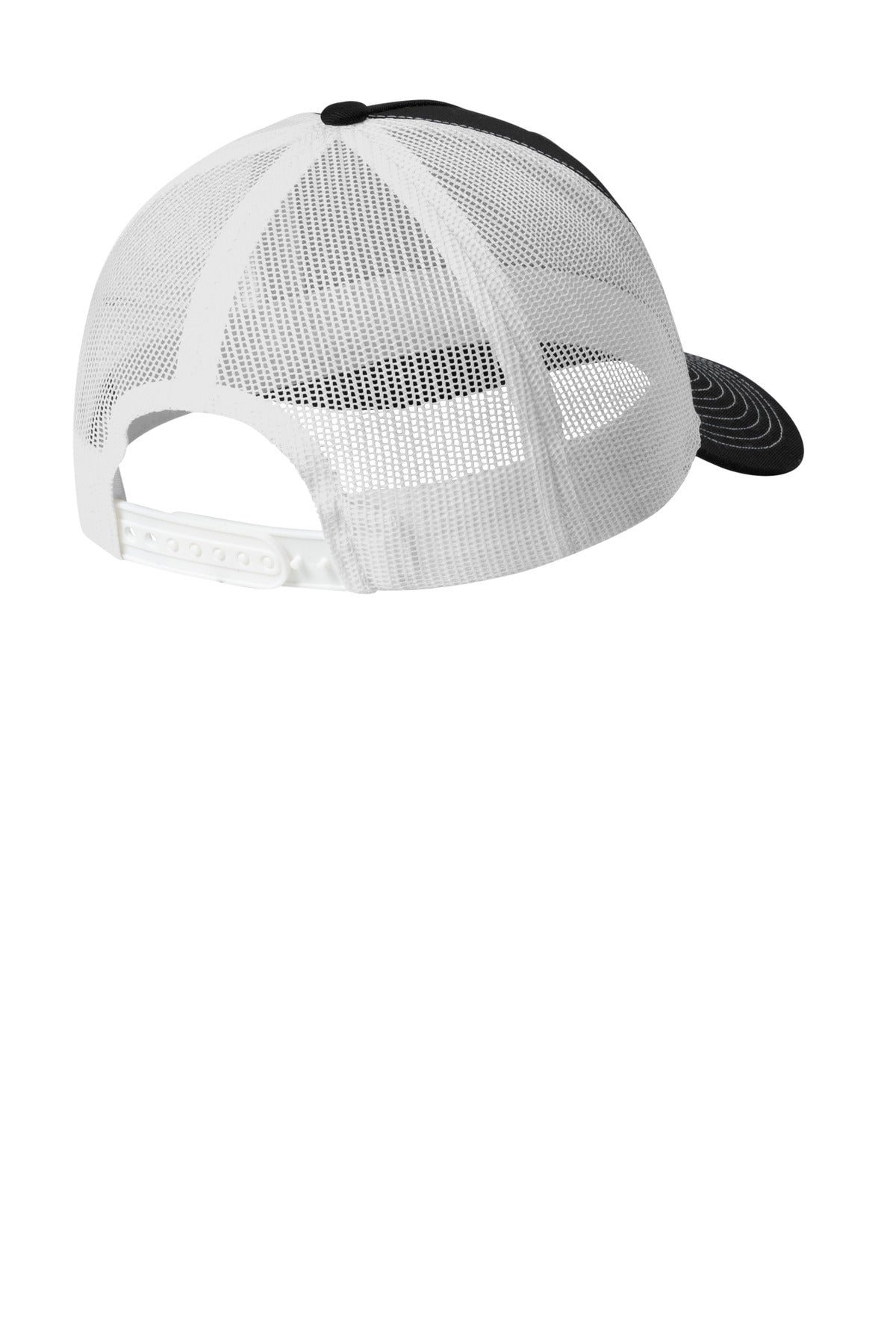 Port Authority Snapback Five-Panel Trucker Cap C405 - Black/ White - back