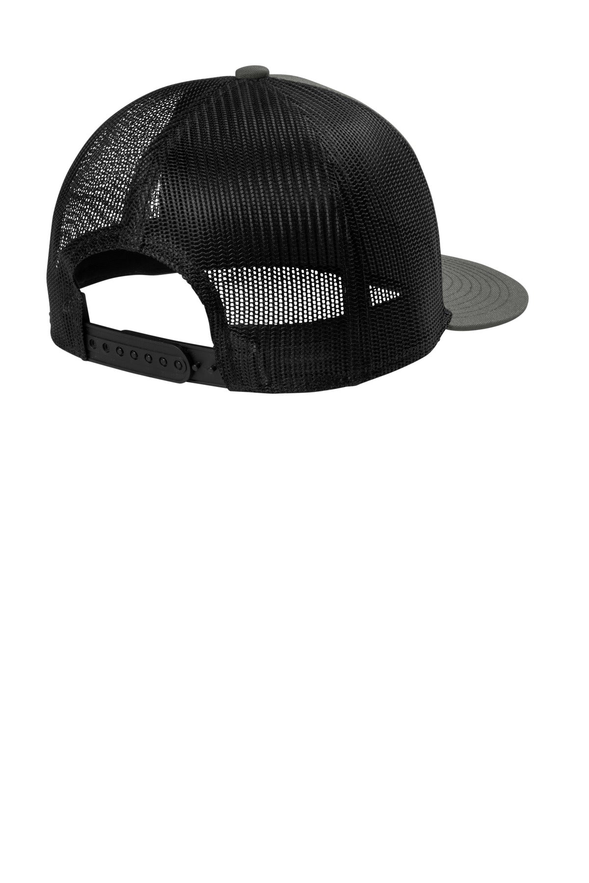 Port Authority Snapback Flat Bill Trucker Cap C407 - Grey Steel/ Black - back