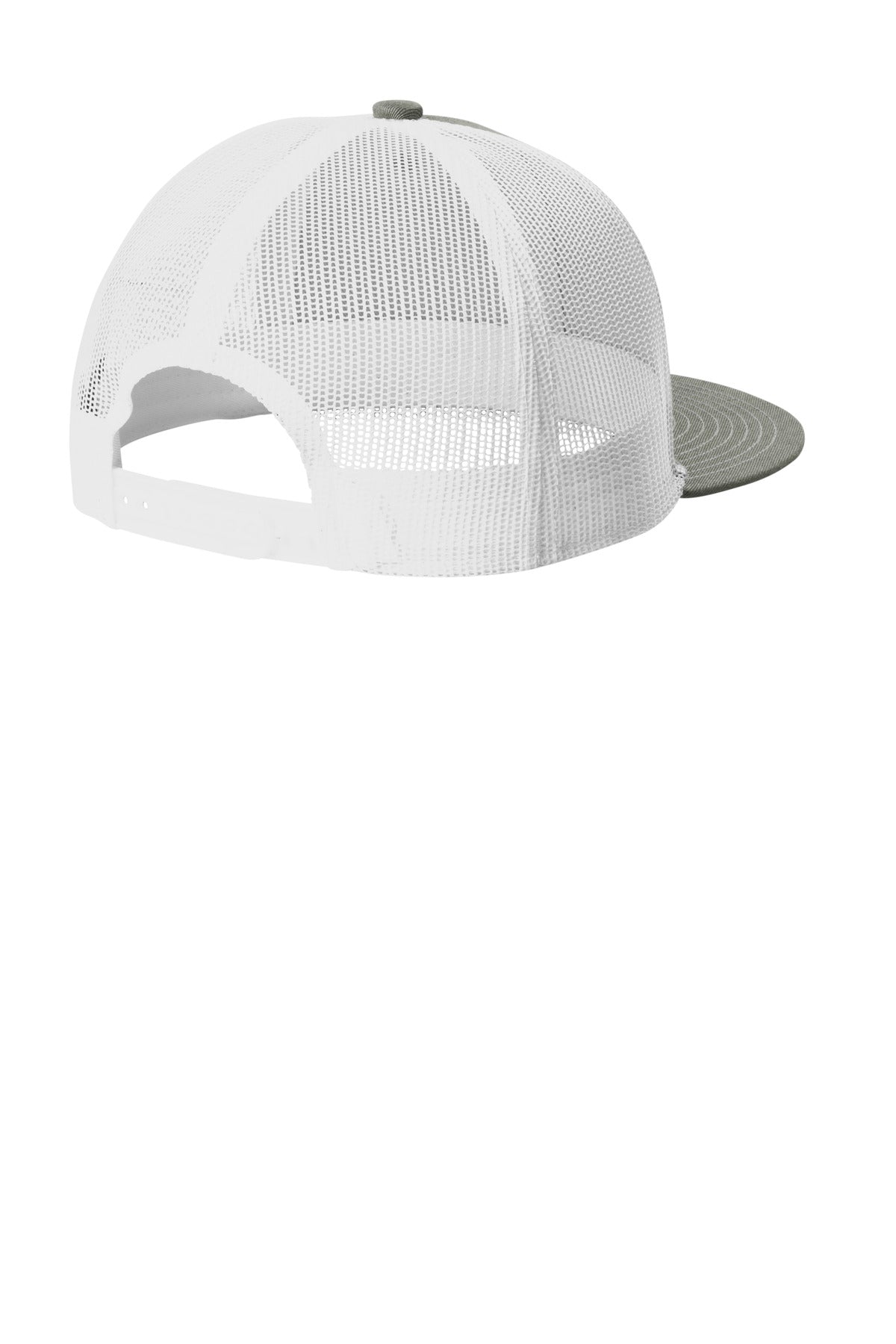 Port Authority Snapback Flat Bill Trucker Cap C407 - Heather Grey/ White - back
