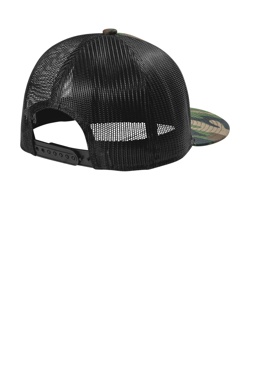 Port Authority Snapback Flat Bill Trucker Cap C407 - Woodland Camo/ Black - back