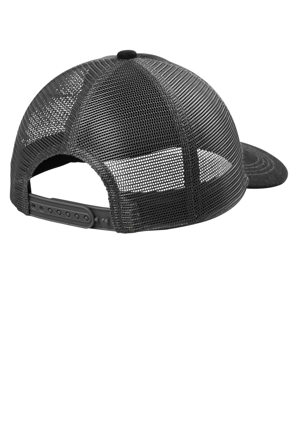 Port Authority Unstructured Snapback Trucker Cap C409 - Black/ Grey Steel - back