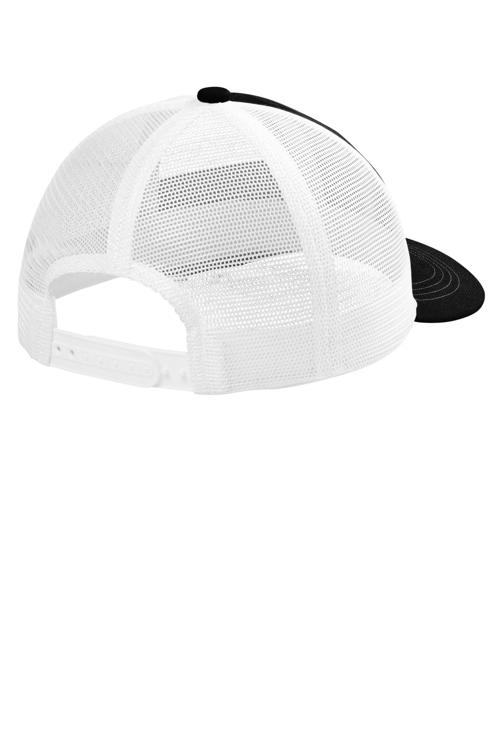 Port Authority Unstructured Snapback Trucker Cap C409 - Black/ White - back