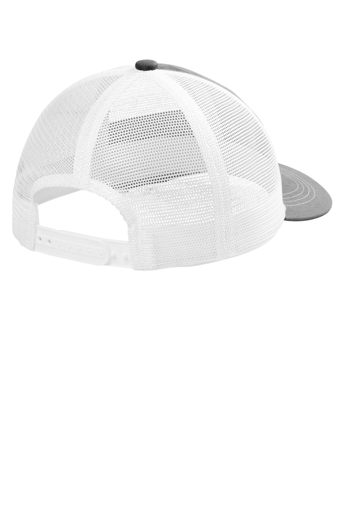 Port Authority Unstructured Snapback Trucker Cap C409 - Gusty Grey/ White - back