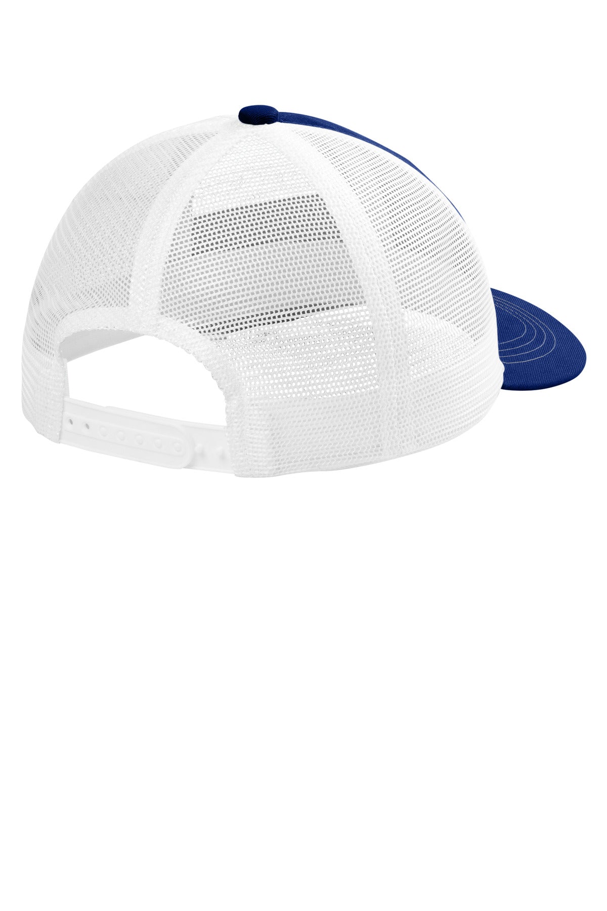 Port Authority Unstructured Snapback Trucker Cap C409 - Patriot Blue/ White - back
