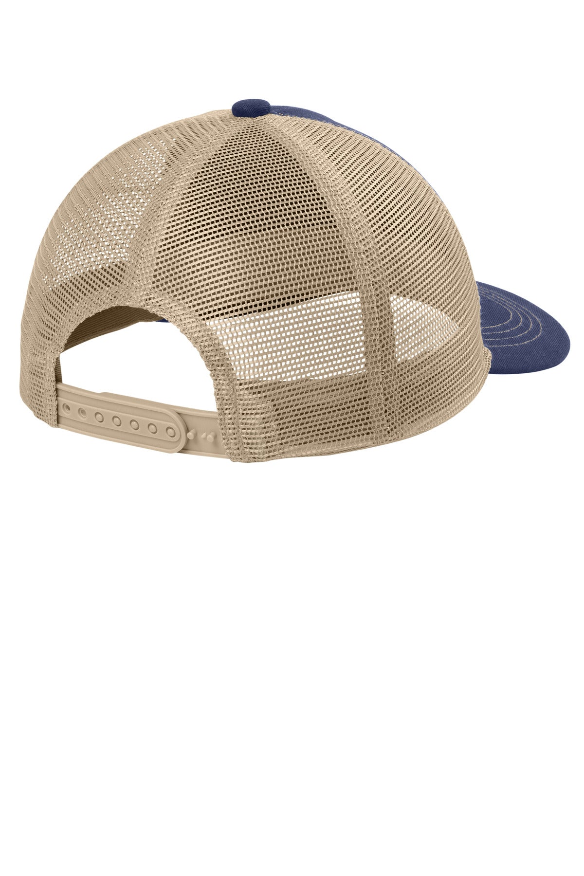 Port Authority Unstructured Snapback Trucker Cap C409 - True Navy/ Tan - back