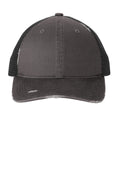 Port Authority Distressed Mesh Back Cap C600 - Grey Steel/ Black - front