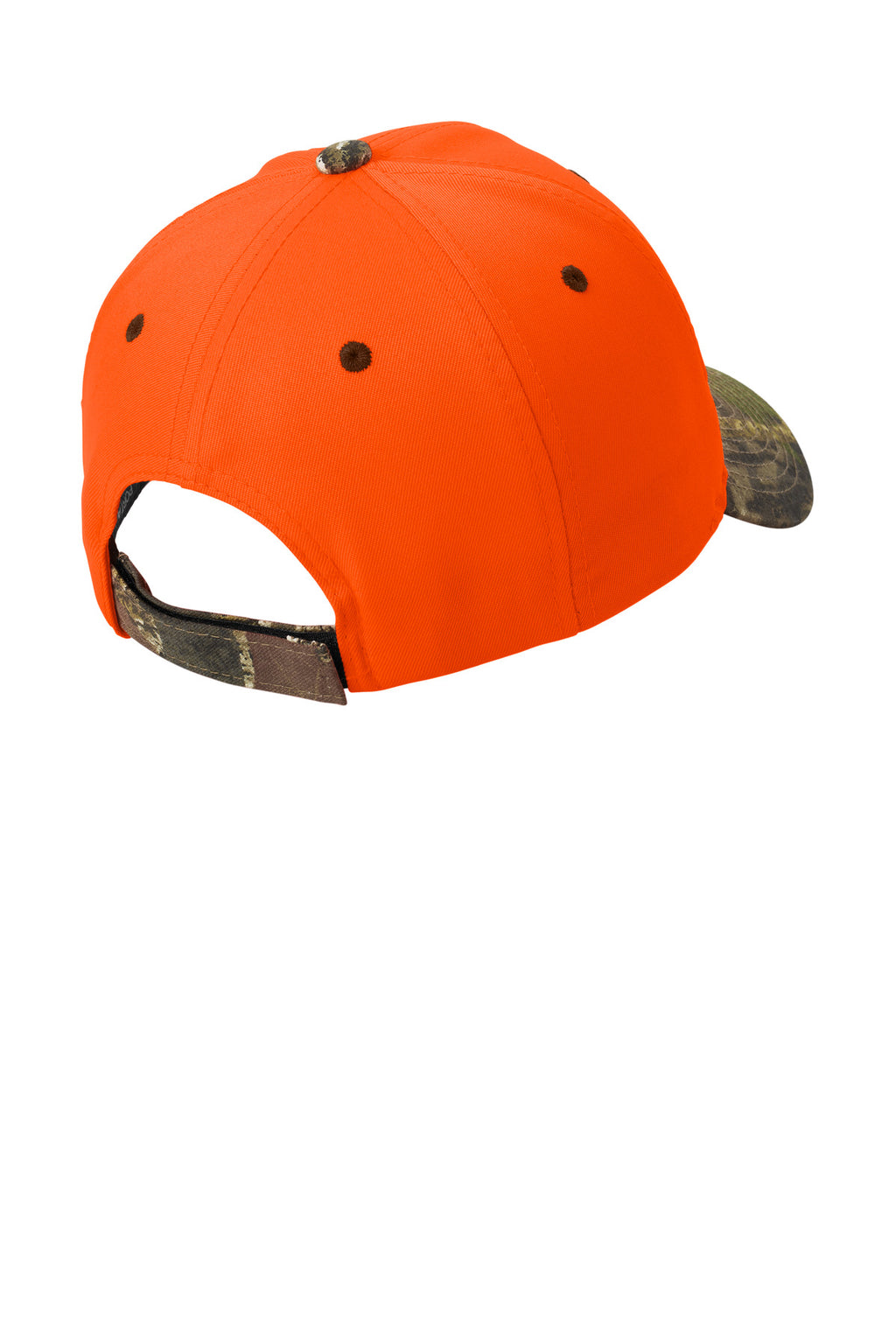 Port Authority Enhanced Visibility Cap with Camo Brim. C804 - Orange Blaze/ Mossy Oak New Break-Up - back