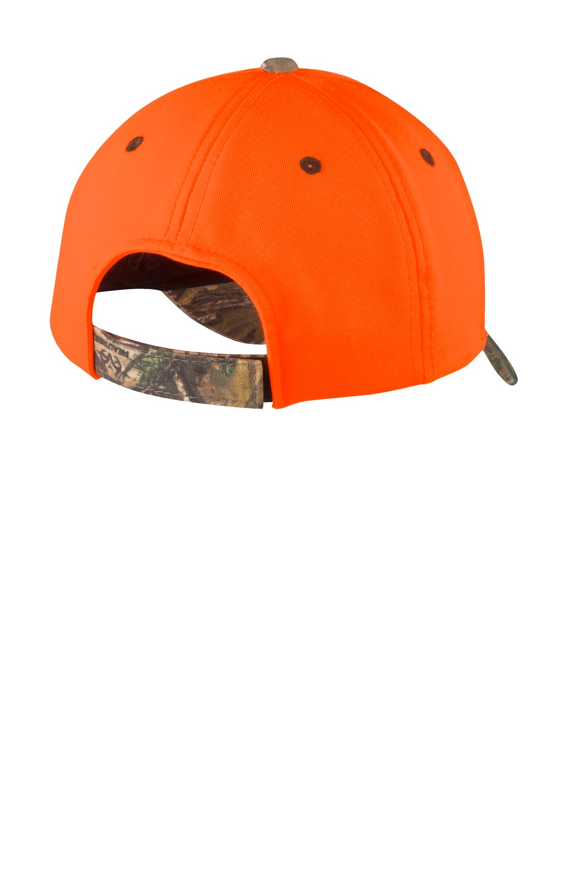 Port Authority Enhanced Visibility Cap with Camo Brim. C804 - Orange Blaze/ Realtree Xtra - back