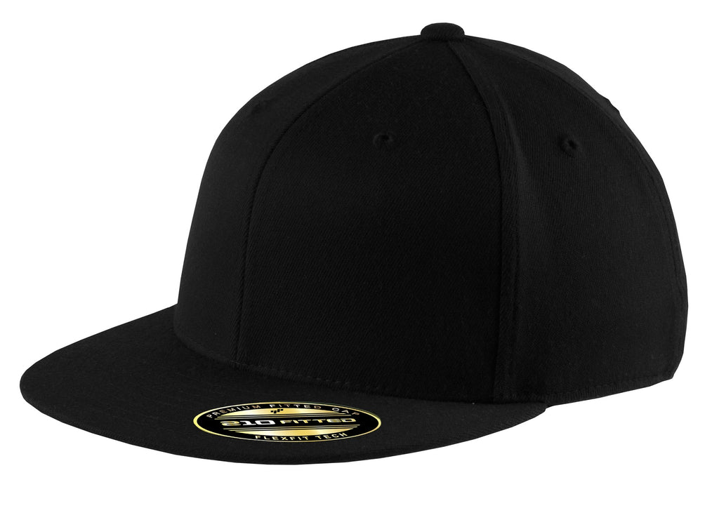 Port Authority Flexfit 210 Flat Bill Cap. C808 - Black - front