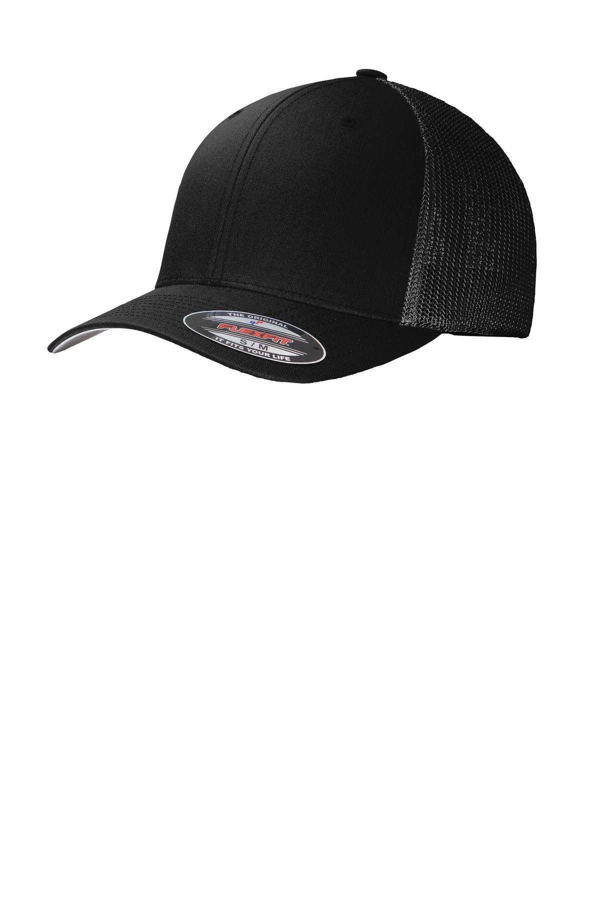 Port Authority Flexfit Mesh Back Cap. C812 - Black/ Black - front