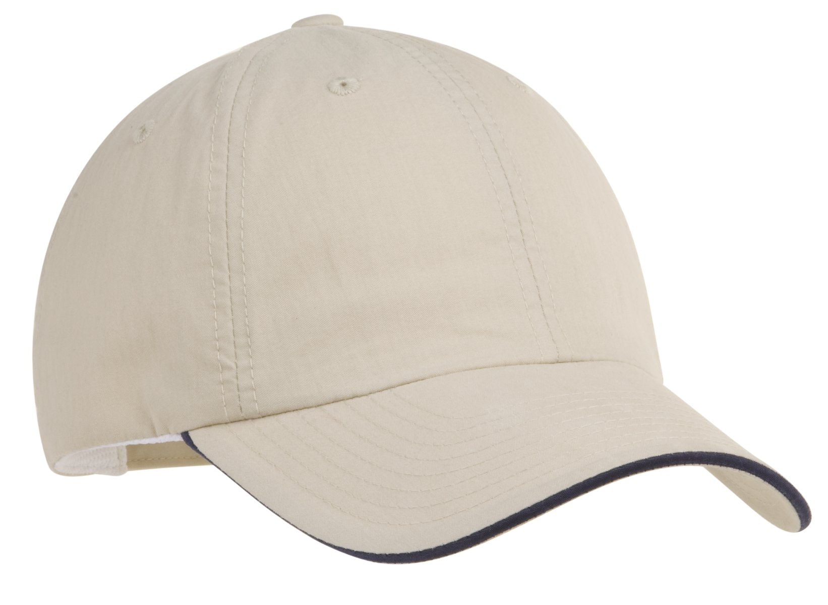 DISCONTINUED Port Authority Sandwich Bill Cap. C852 - Beige/ Navy - front