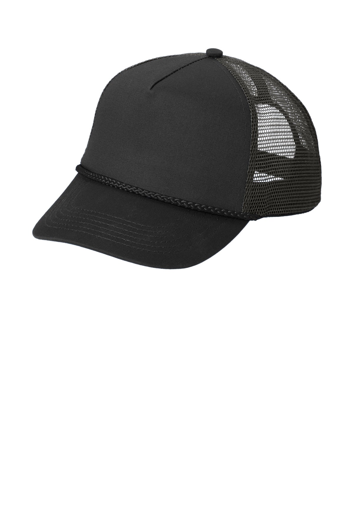 Port Authority 5-Panel Snapback Cap. C932 - Black - front