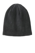 Port Authority Rib Knit Slouch Beanie. C935 - Black/ Iron Grey - front
