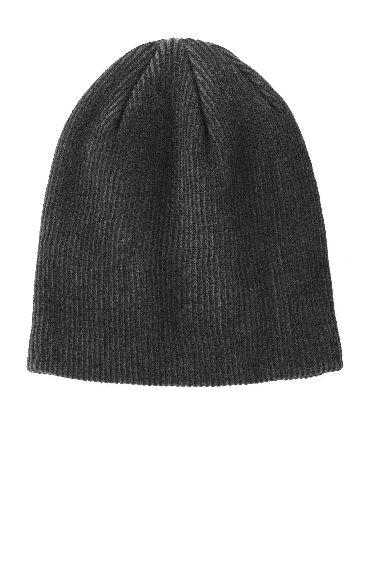 Port Authority Rib Knit Slouch Beanie. C935 - Black/ Iron Grey - front