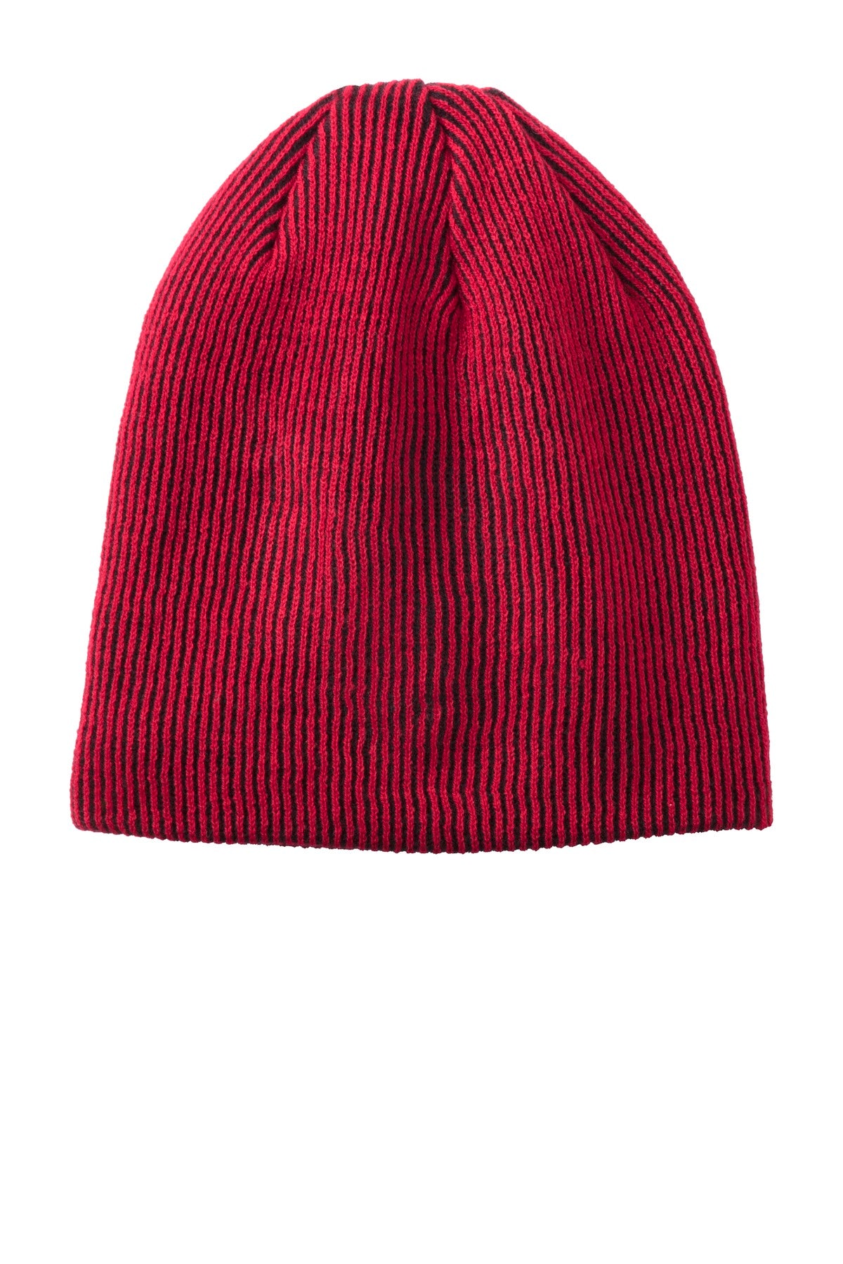 Port Authority Rib Knit Slouch Beanie. C935 - Deep Red/ Black - front