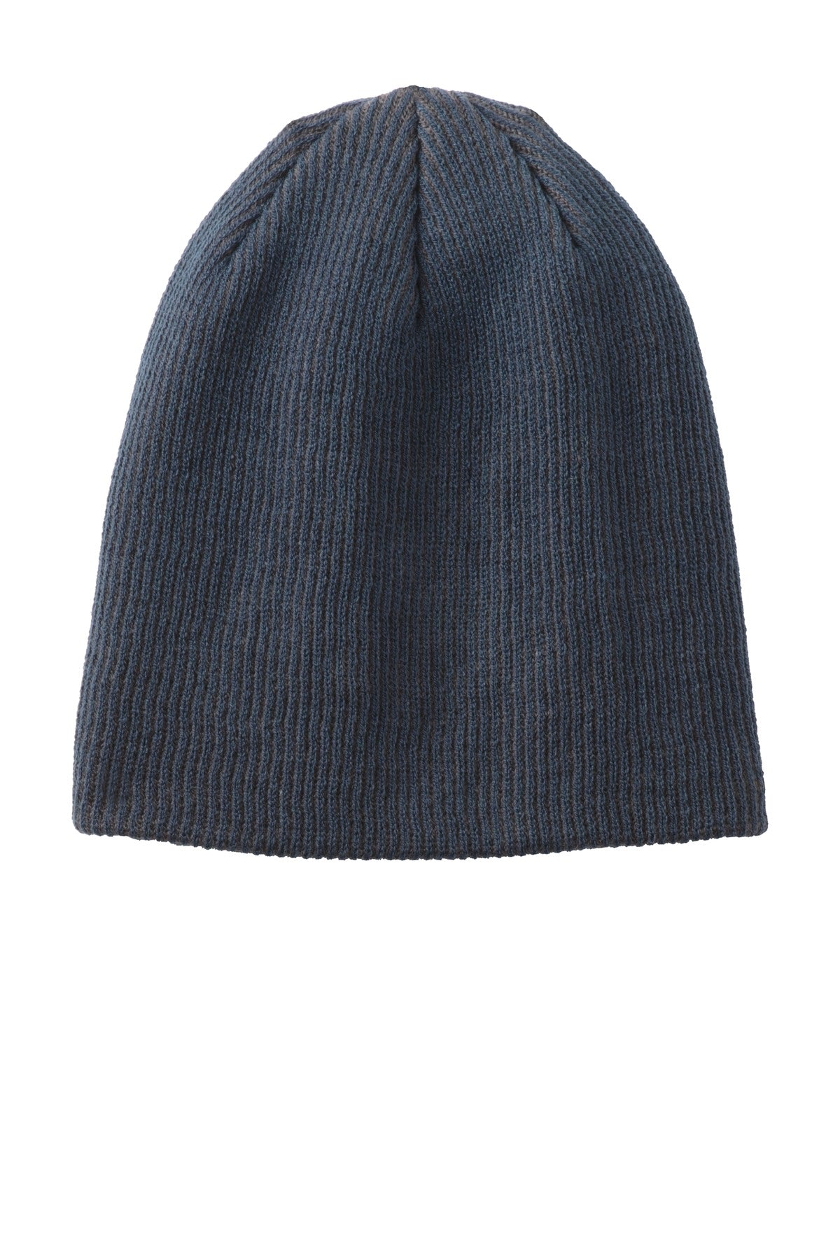 Port Authority Rib Knit Slouch Beanie. C935 - Dress Blue Navy/ Iron Grey - front