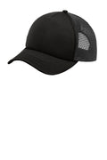 Port Authority 5-Panel Twill Foam Trucker Cap. C936 - Black/ Black - front