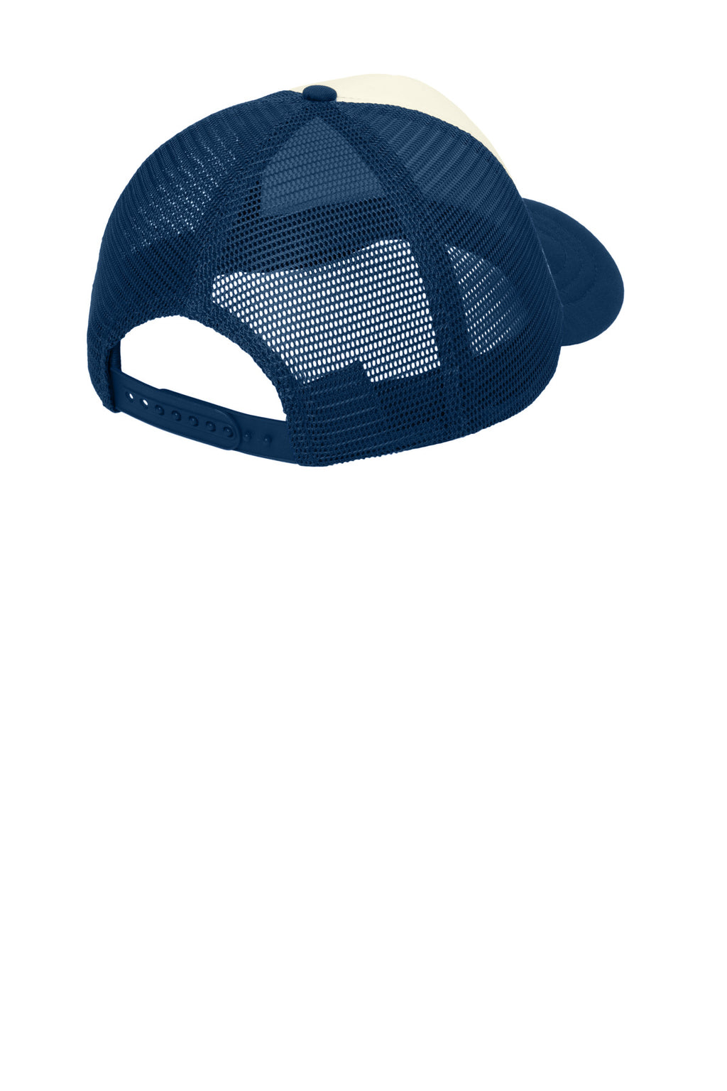 Port Authority 5-Panel Twill Foam Trucker Cap. C936 - Ivory/ Navy - back