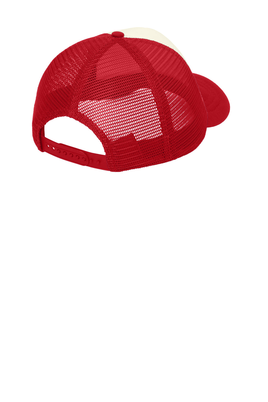 Port Authority 5-Panel Twill Foam Trucker Cap. C936 - Ivory/ Red - back