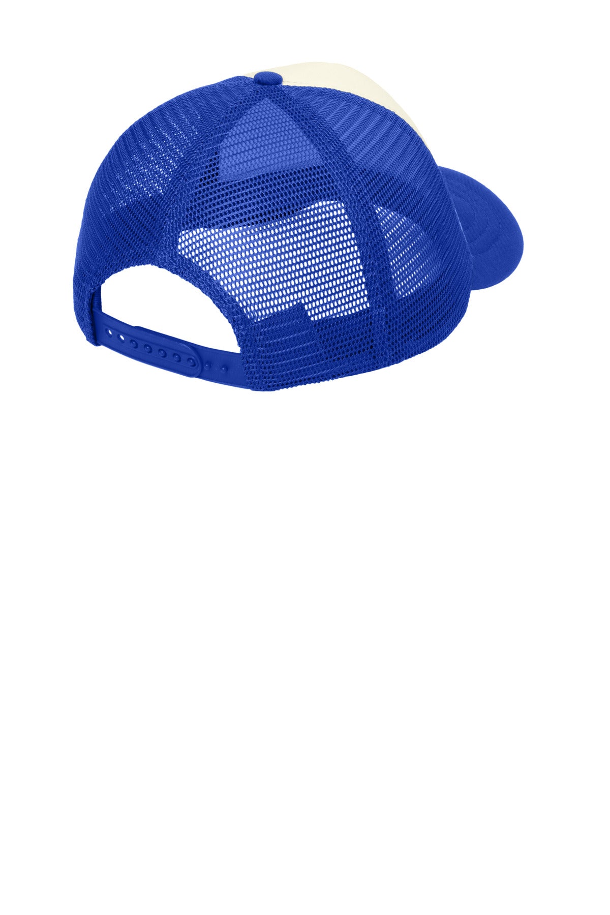 Port Authority 5-Panel Twill Foam Trucker Cap. C936 - Ivory/ Royal - back