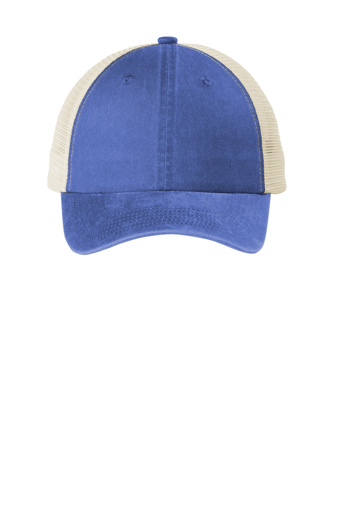 Port Authority Beach Wash Mesh Back Cap. C943 - Blue Moon/ Stone - front