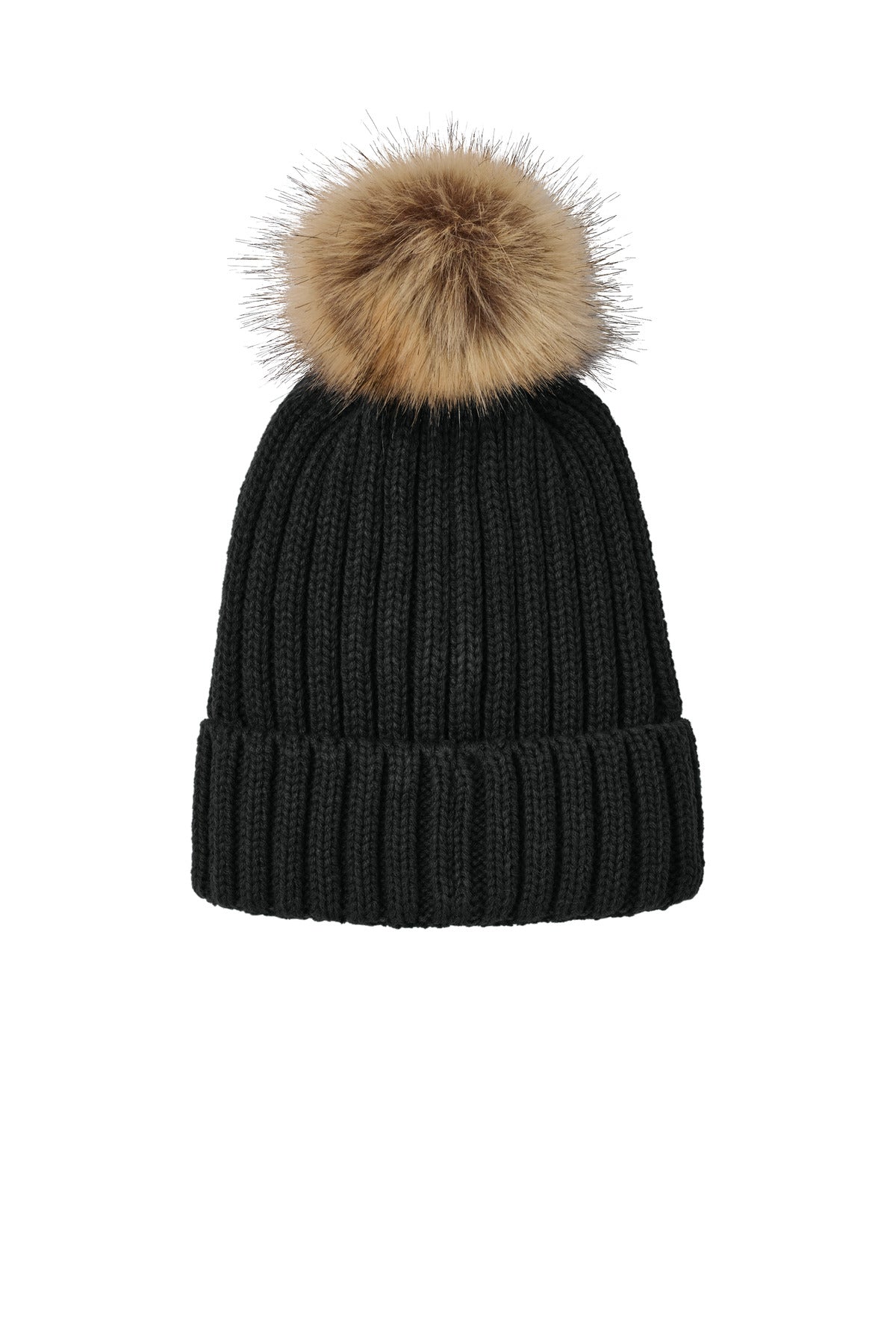 Port Authority Faux Fur Pom Beanie C990 - Deep Black - back