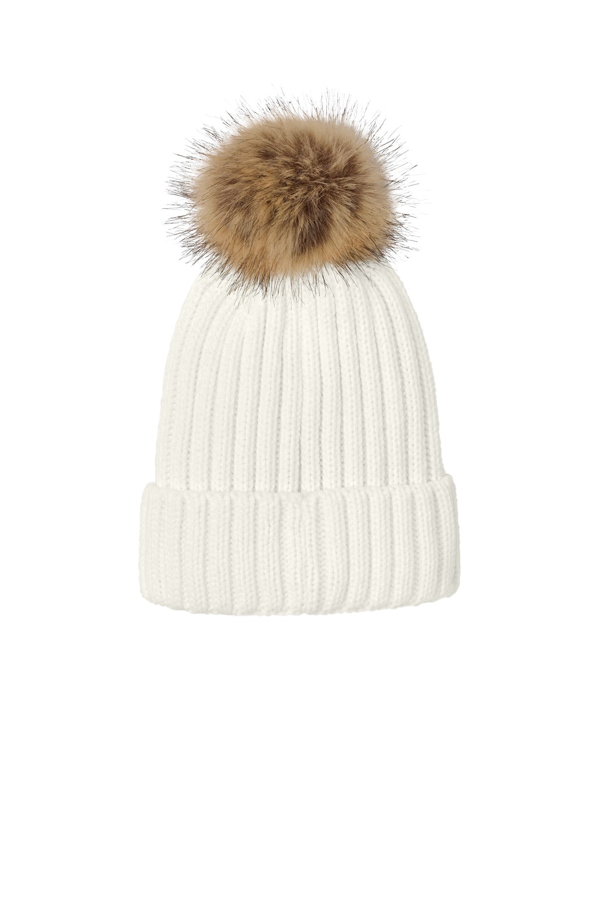 Port Authority Faux Fur Pom Beanie C990 - Marshmallow - back