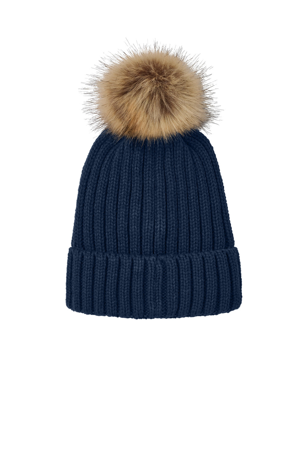 Port Authority Faux Fur Pom Beanie C990 - River Blue Navy - back