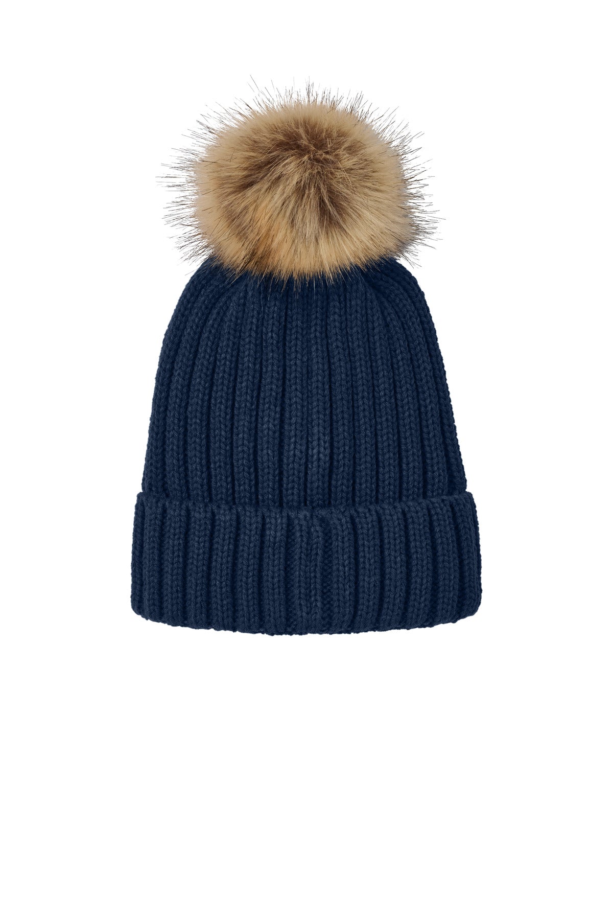 Port Authority Faux Fur Pom Beanie C990 - River Blue Navy - back
