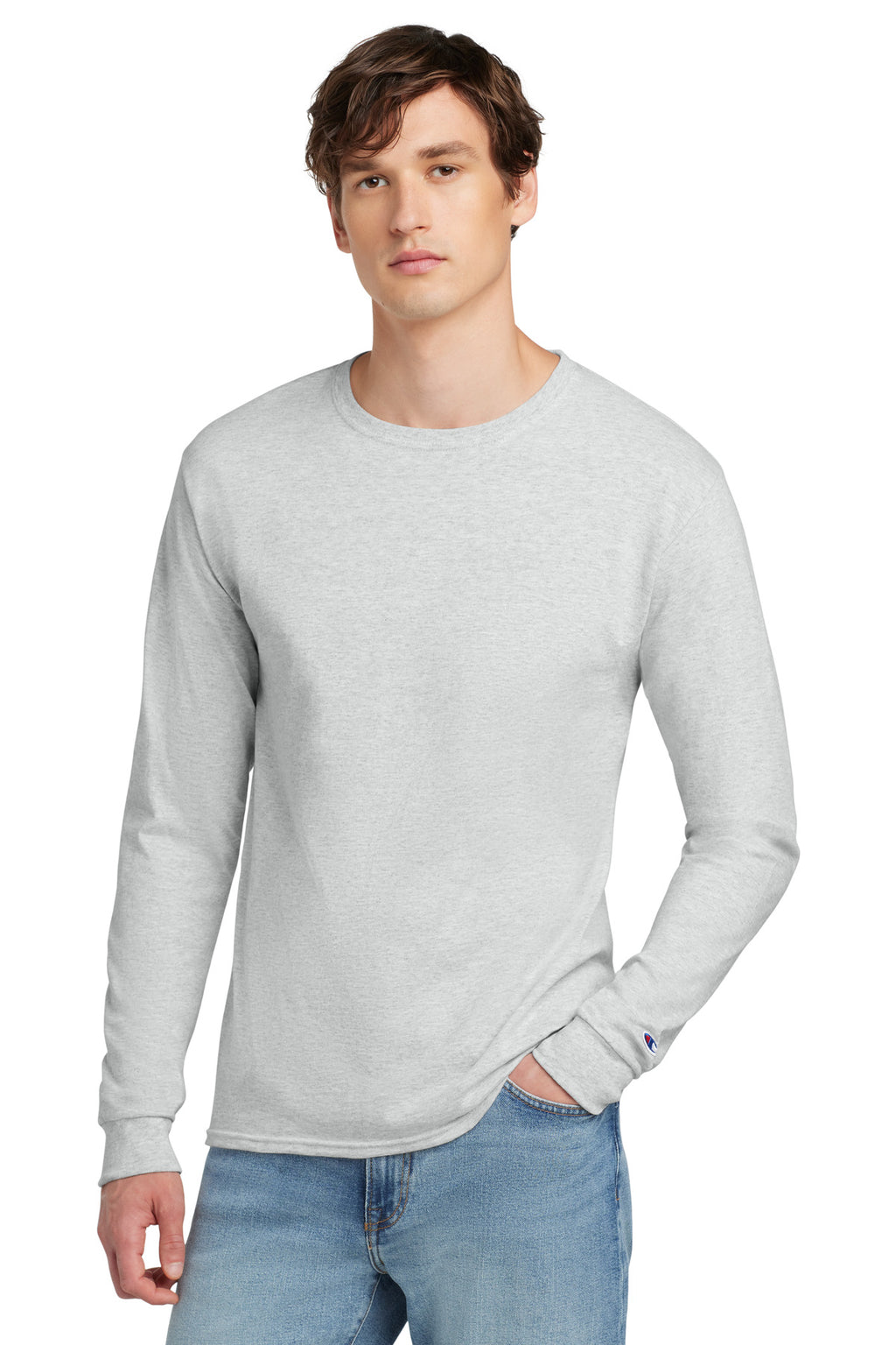 Champion Jersey Long Sleeve Tee CC8C - Ash - front