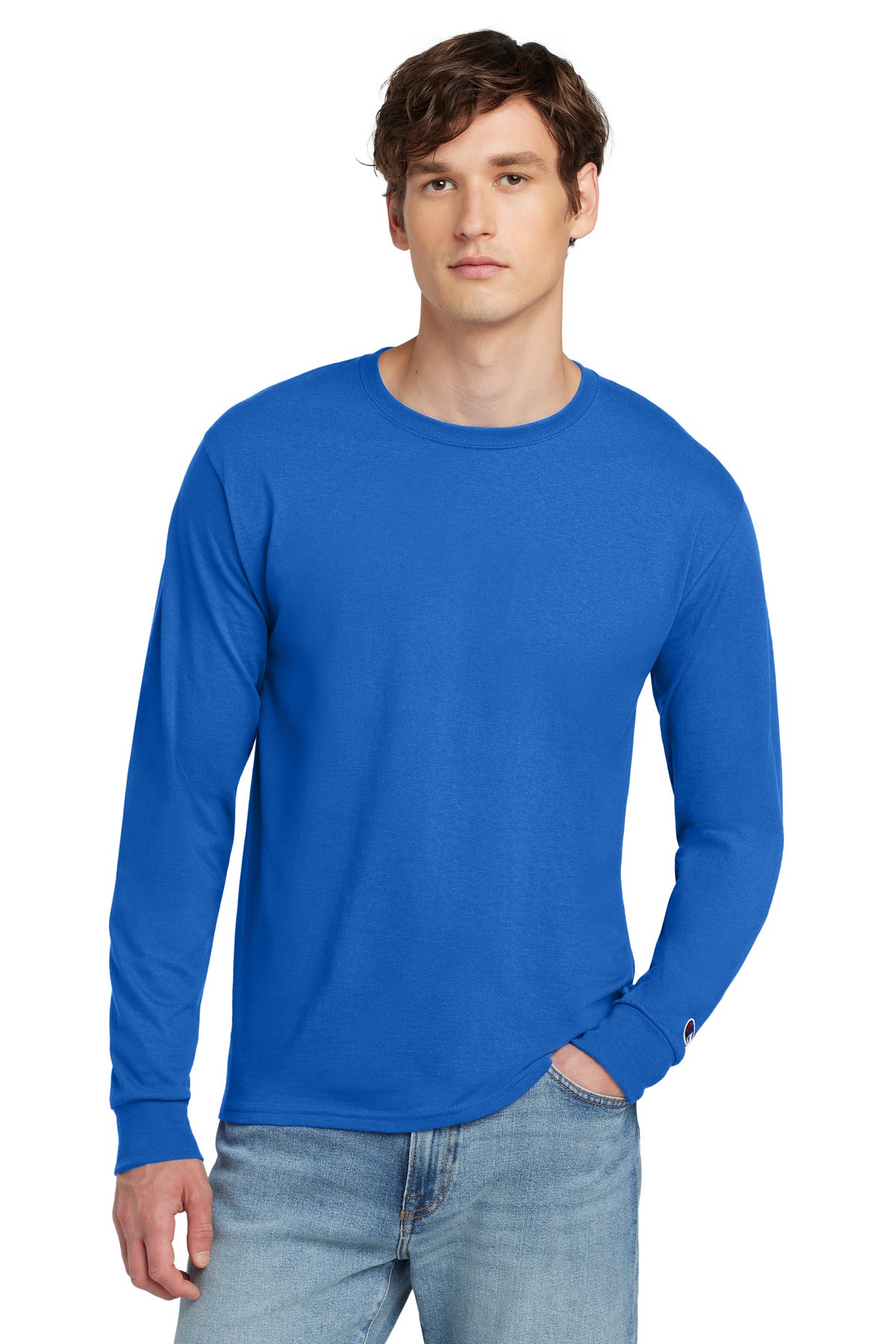 Champion Jersey Long Sleeve Tee CC8C - Athletic Royal - front