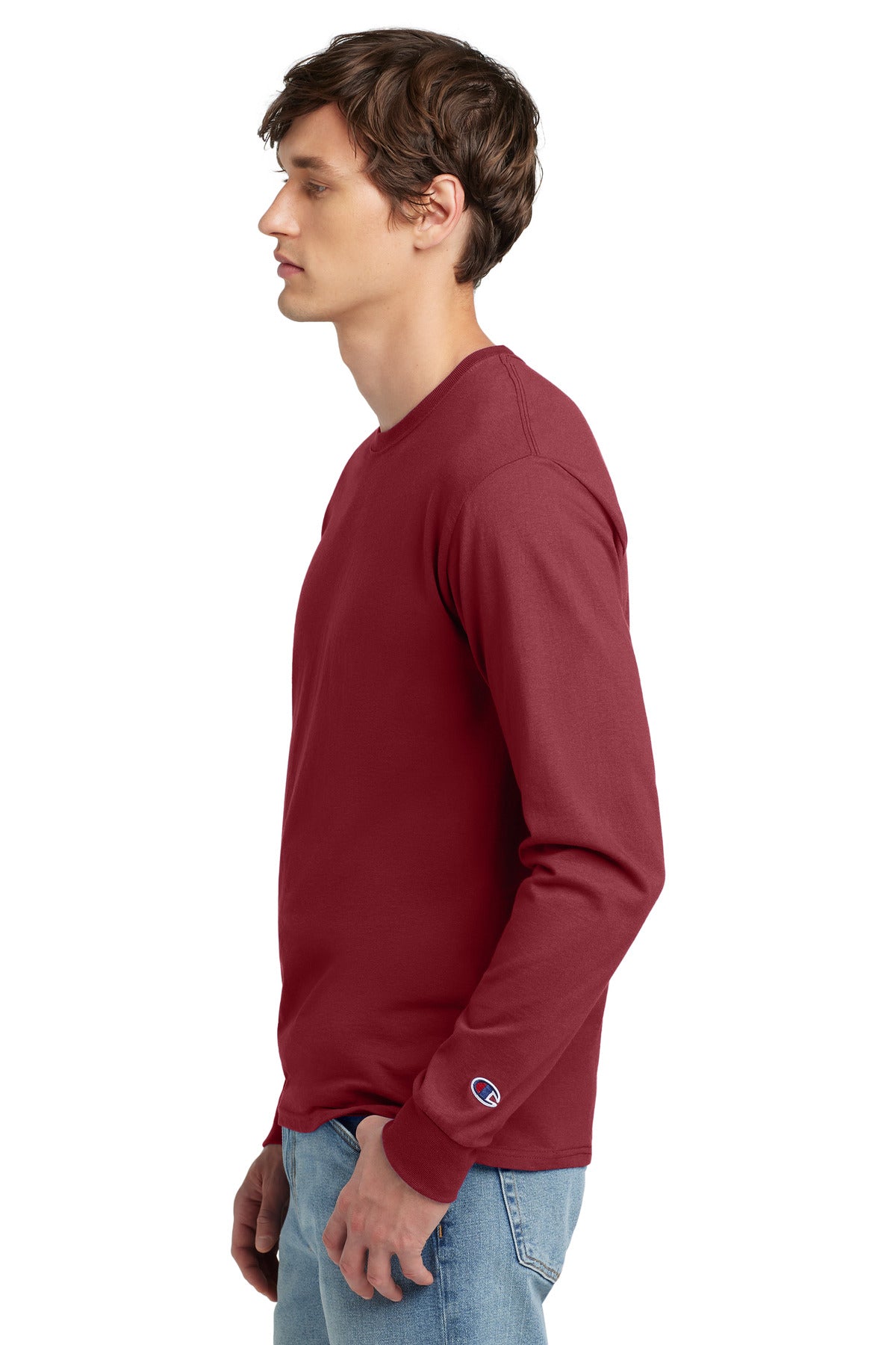 Champion Jersey Long Sleeve Tee CC8C - Cardinal - side