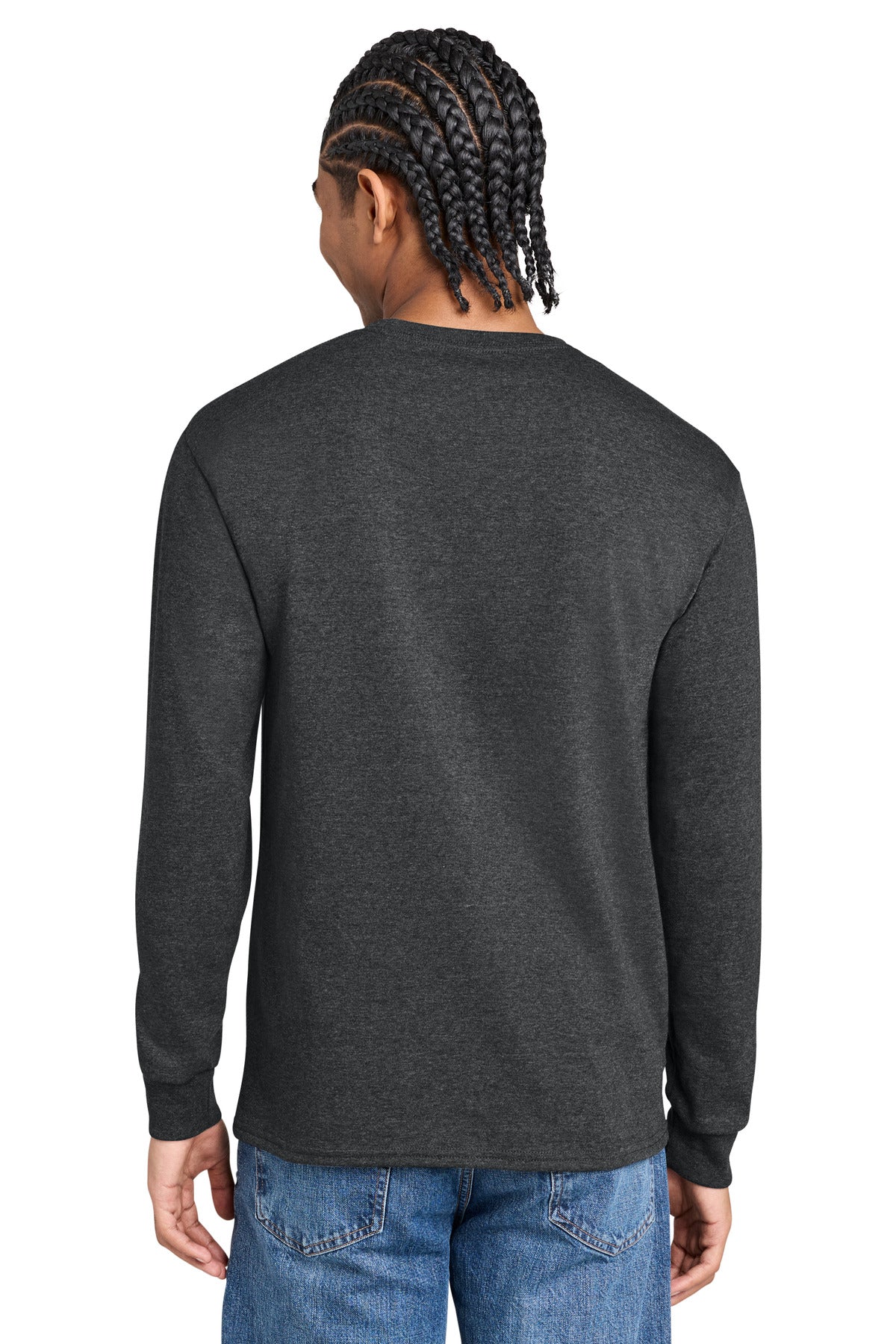 Champion Jersey Long Sleeve Tee CC8C - Charcoal Heather - back