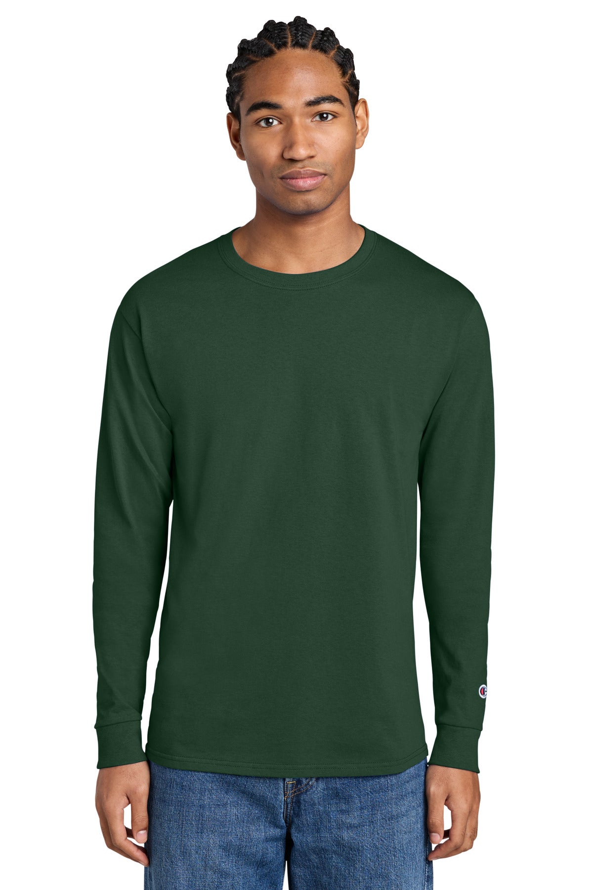 Champion Jersey Long Sleeve Tee CC8C - Dark Green - front