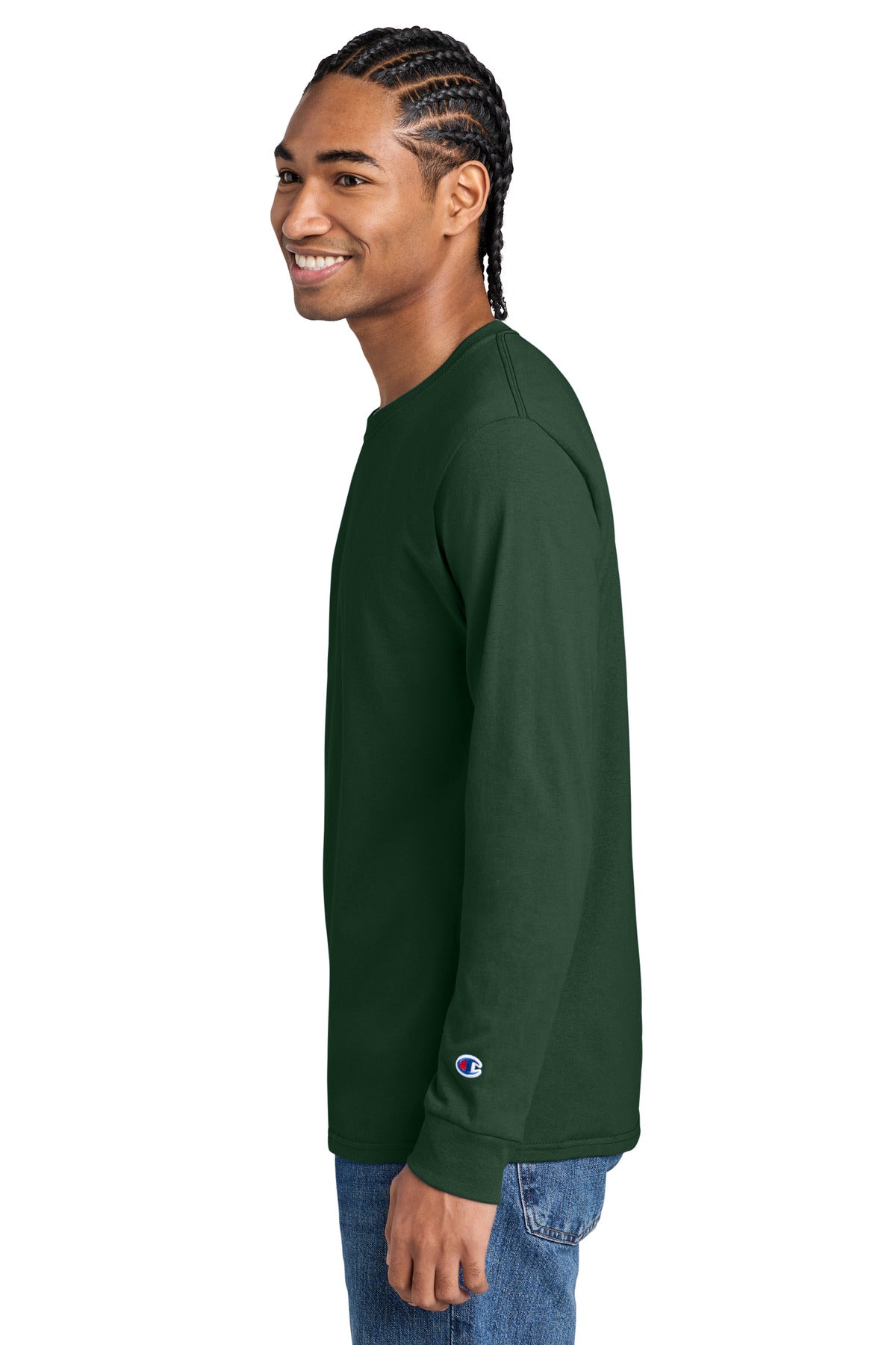 Champion Jersey Long Sleeve Tee CC8C - Dark Green - side