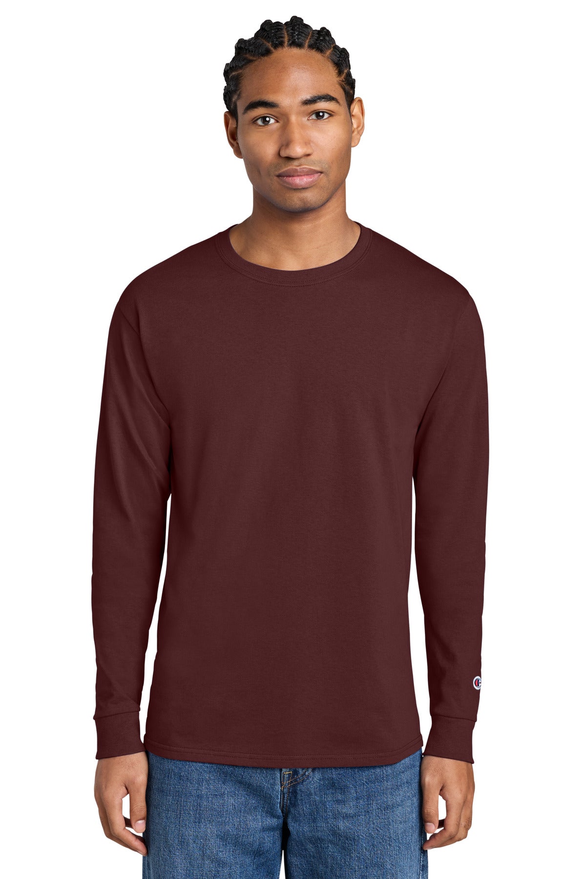 Champion Jersey Long Sleeve Tee CC8C - Maroon - front