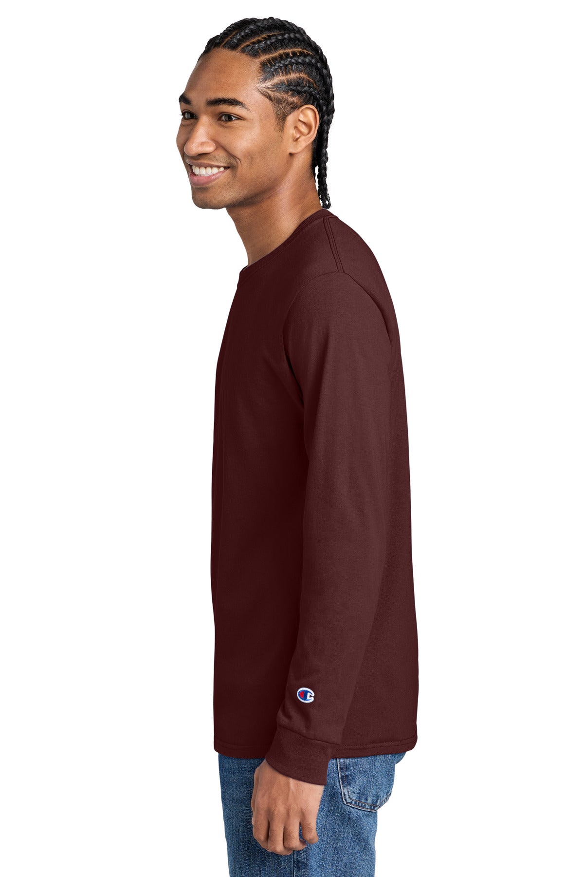 Champion Jersey Long Sleeve Tee CC8C - Maroon - side