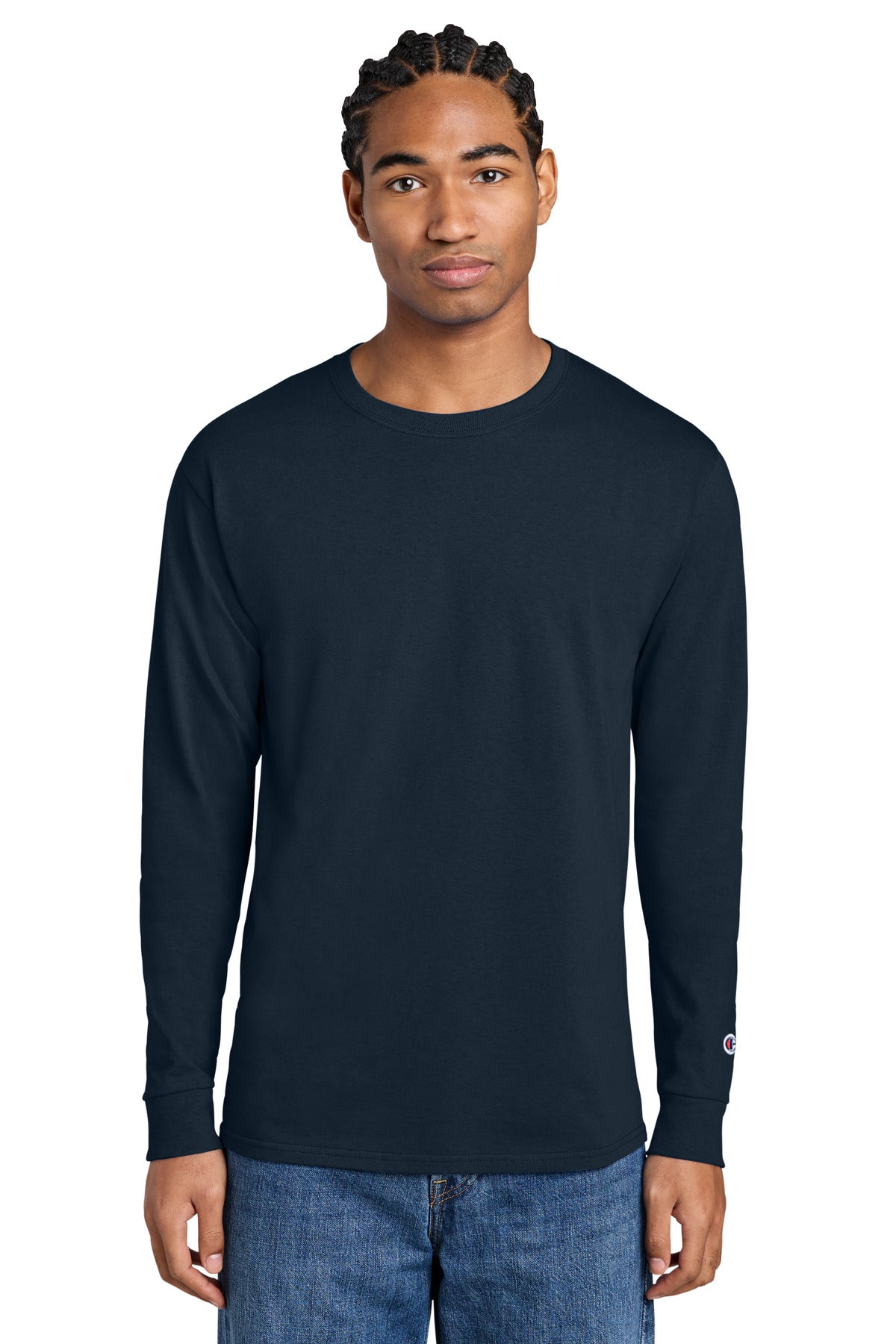 Champion Jersey Long Sleeve Tee CC8C - Navy - front