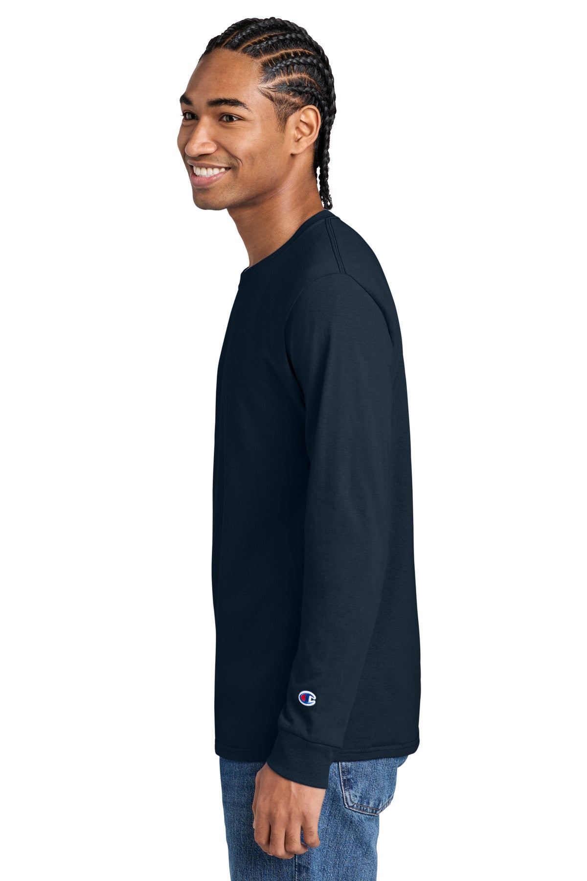 Champion Jersey Long Sleeve Tee CC8C - Navy - side