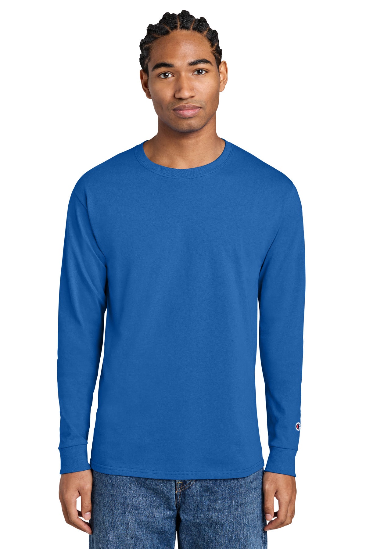 Champion Jersey Long Sleeve Tee CC8C - Royal Blue - front