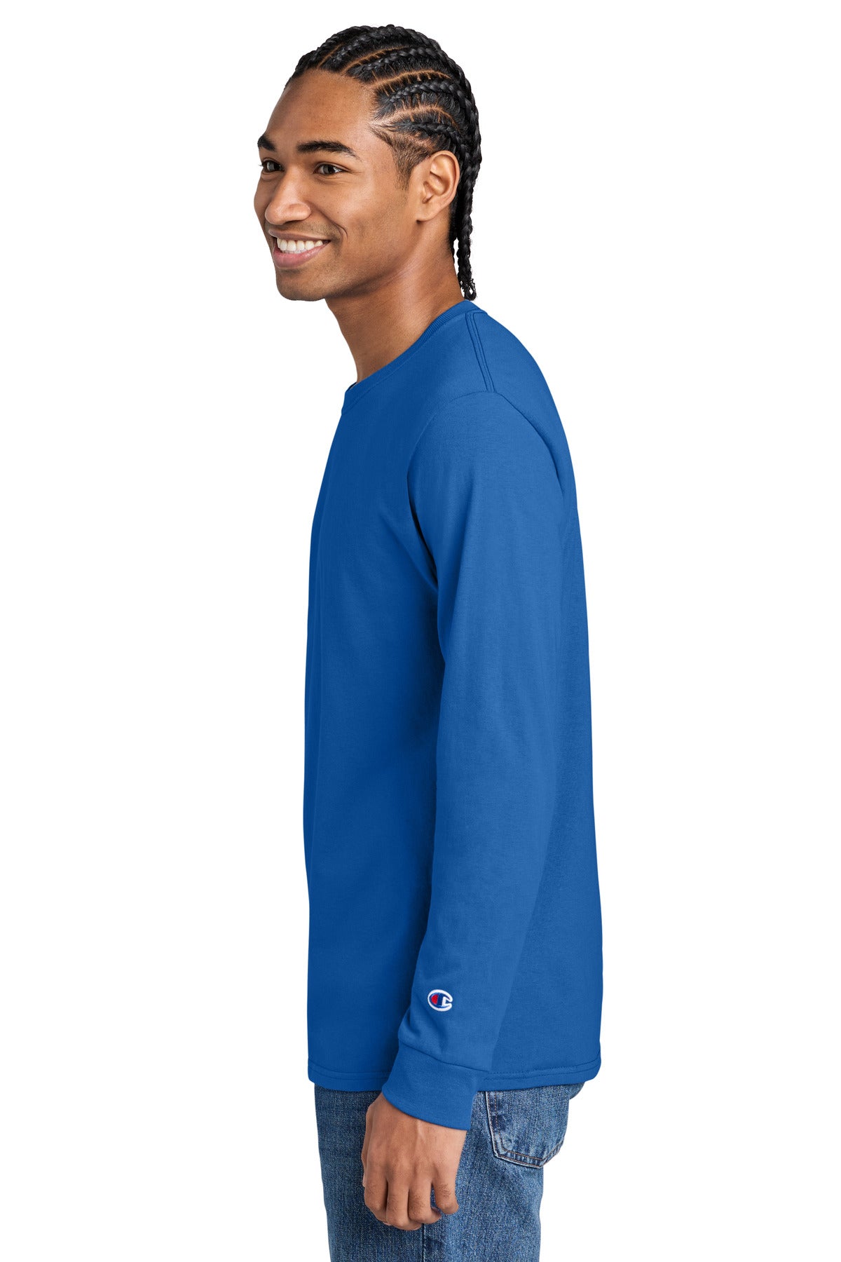 Champion Jersey Long Sleeve Tee CC8C - Royal Blue - side