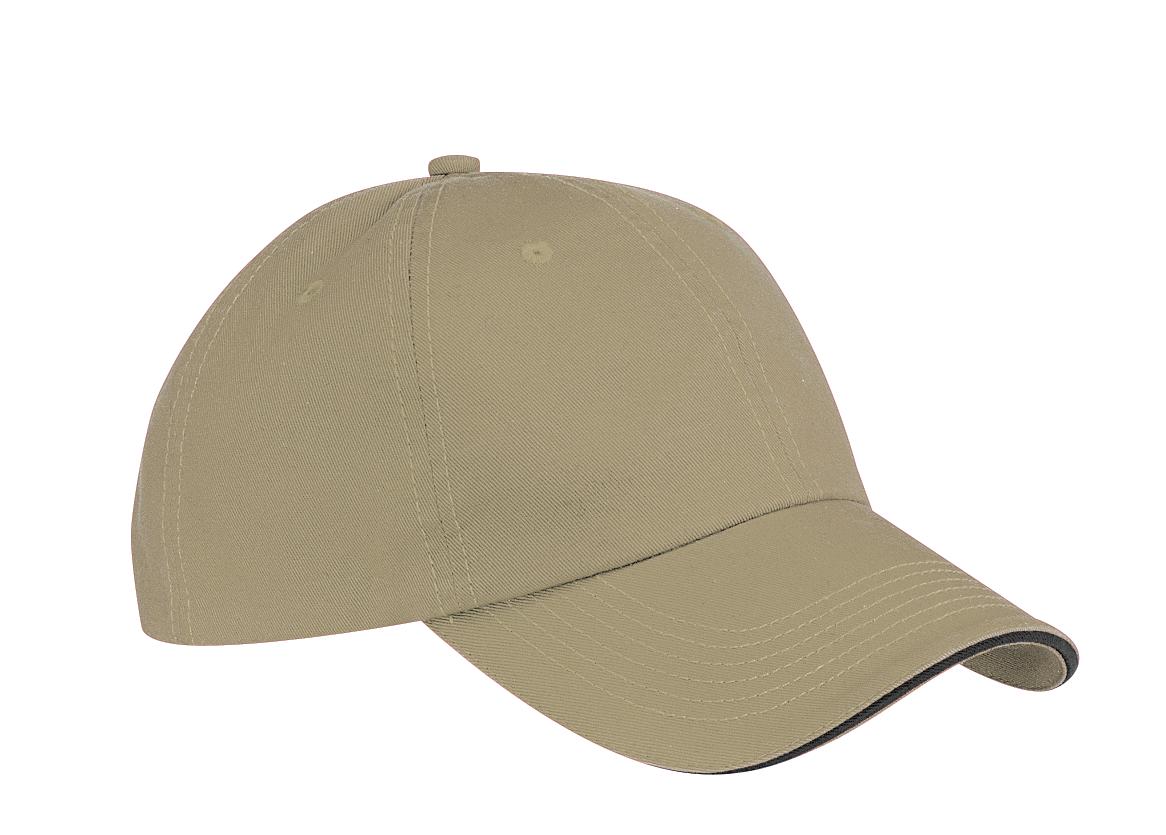 DISCONTINUED Port Authority Washed Twill Sandwich Bill Cap. CP79 - Khaki/ Black - front