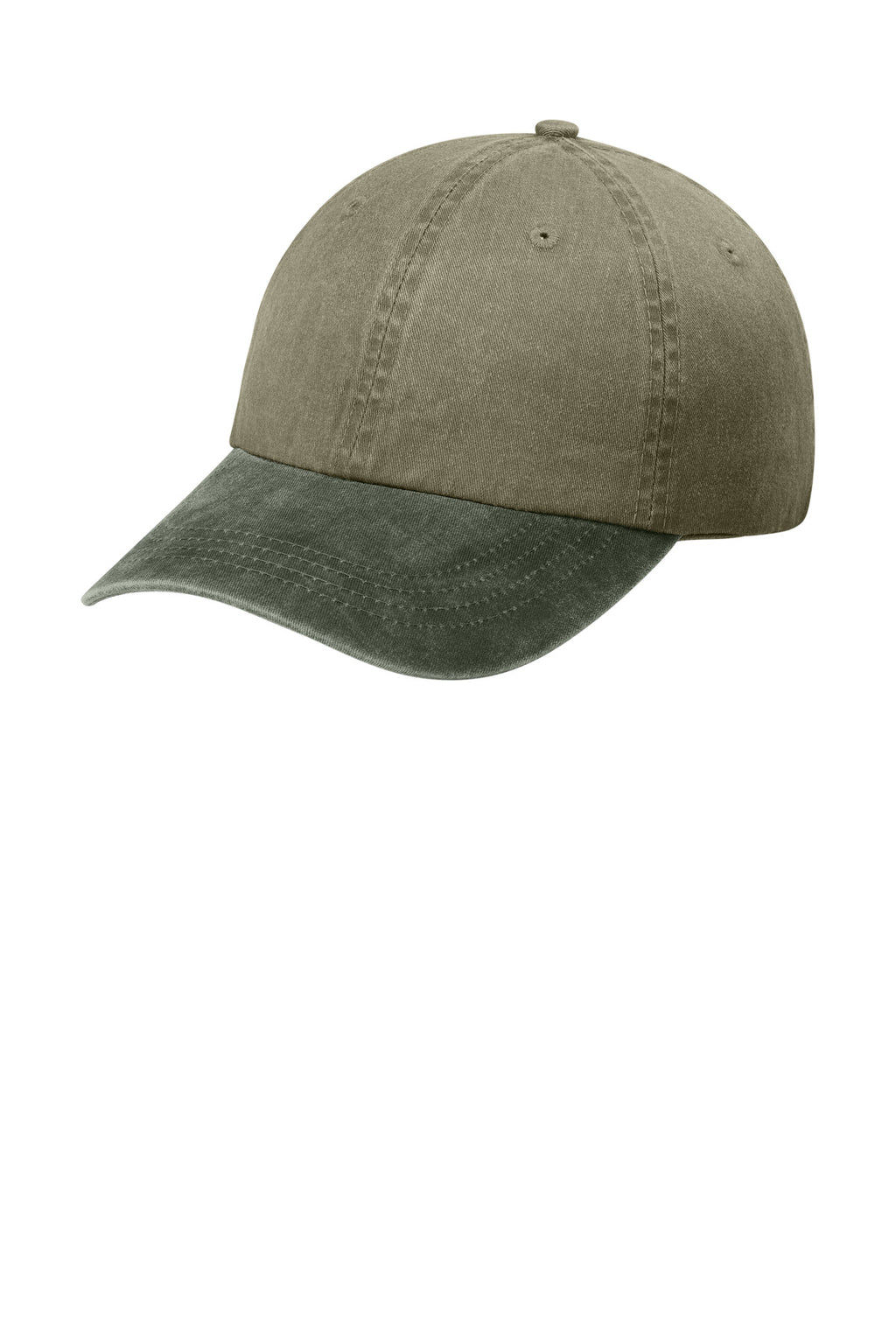 Port Authority Two-Tone Pigment-Dyed Cap. CP83 - Khaki/ Hunter - front