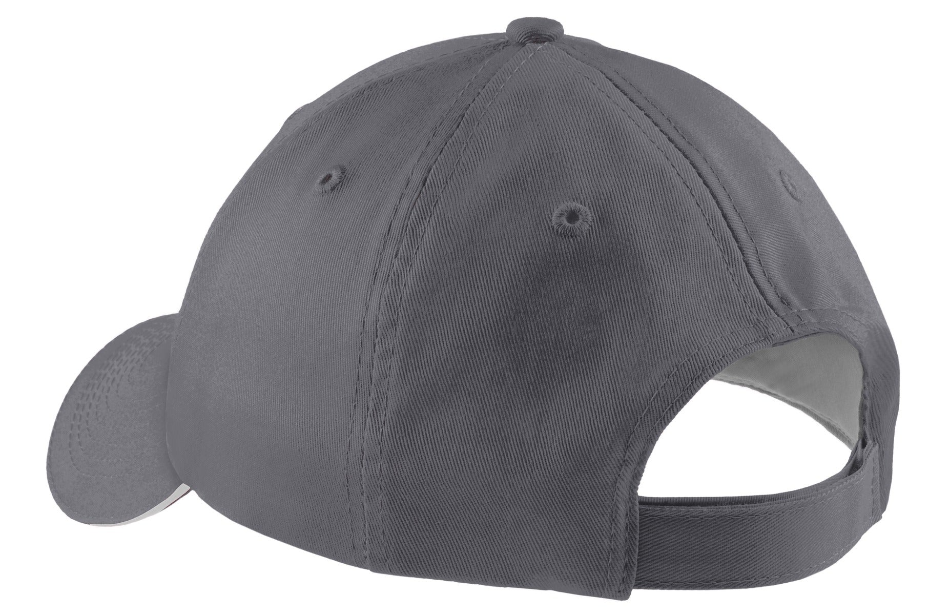 Port Authority Cotton Twill Sandwich Bill Cap. CP85 - Charcoal/ White - back