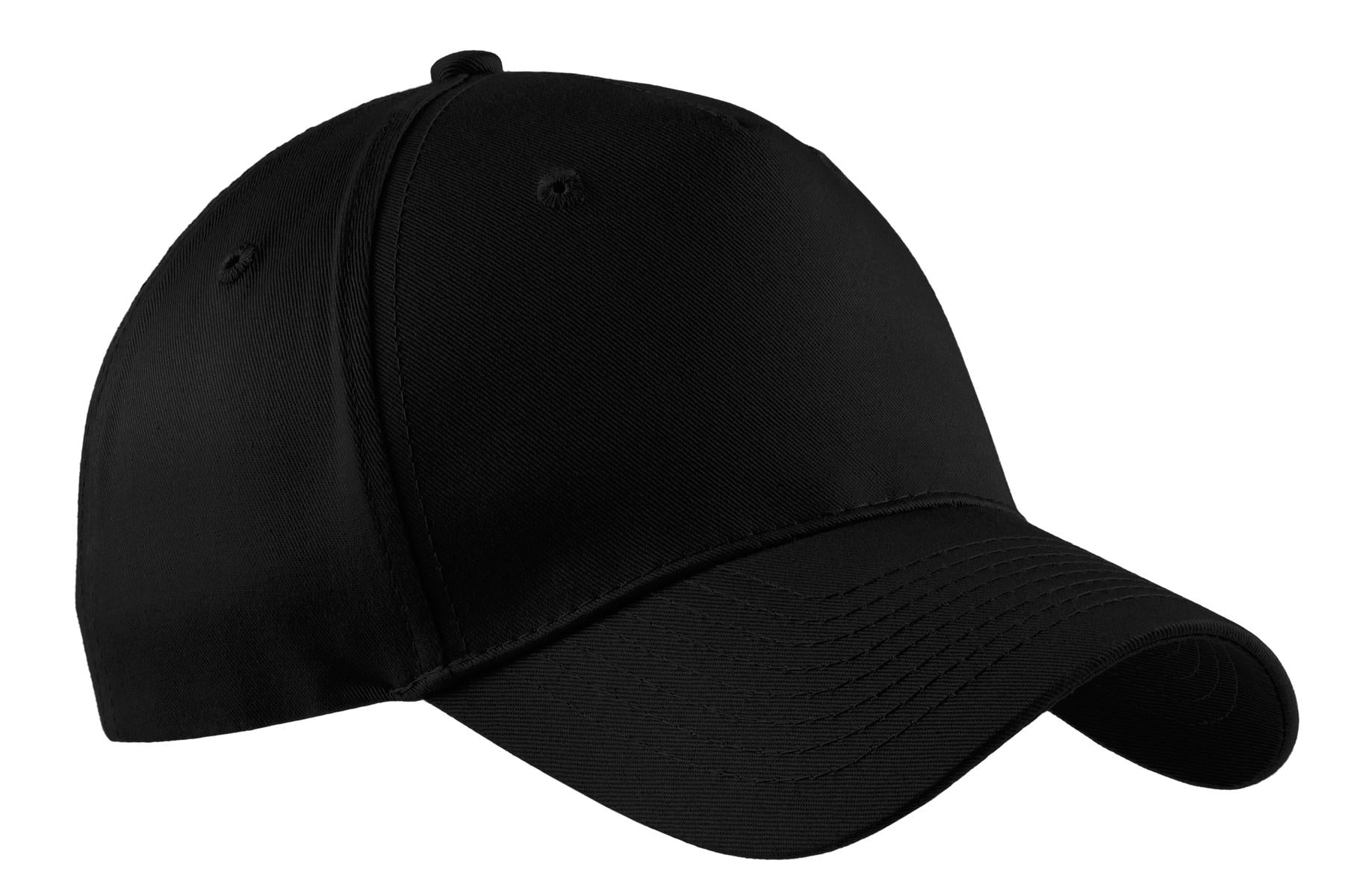 Port Authority Five-Panel Twill Cap. CP86 - Black - front