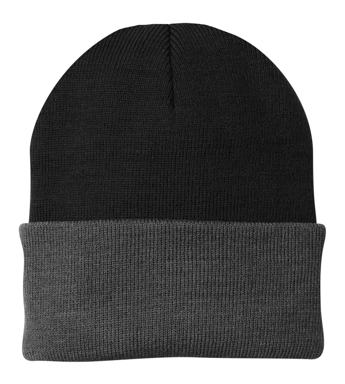Port Authority Knit Cap. CP90 - Black/ Athletic Oxford - front