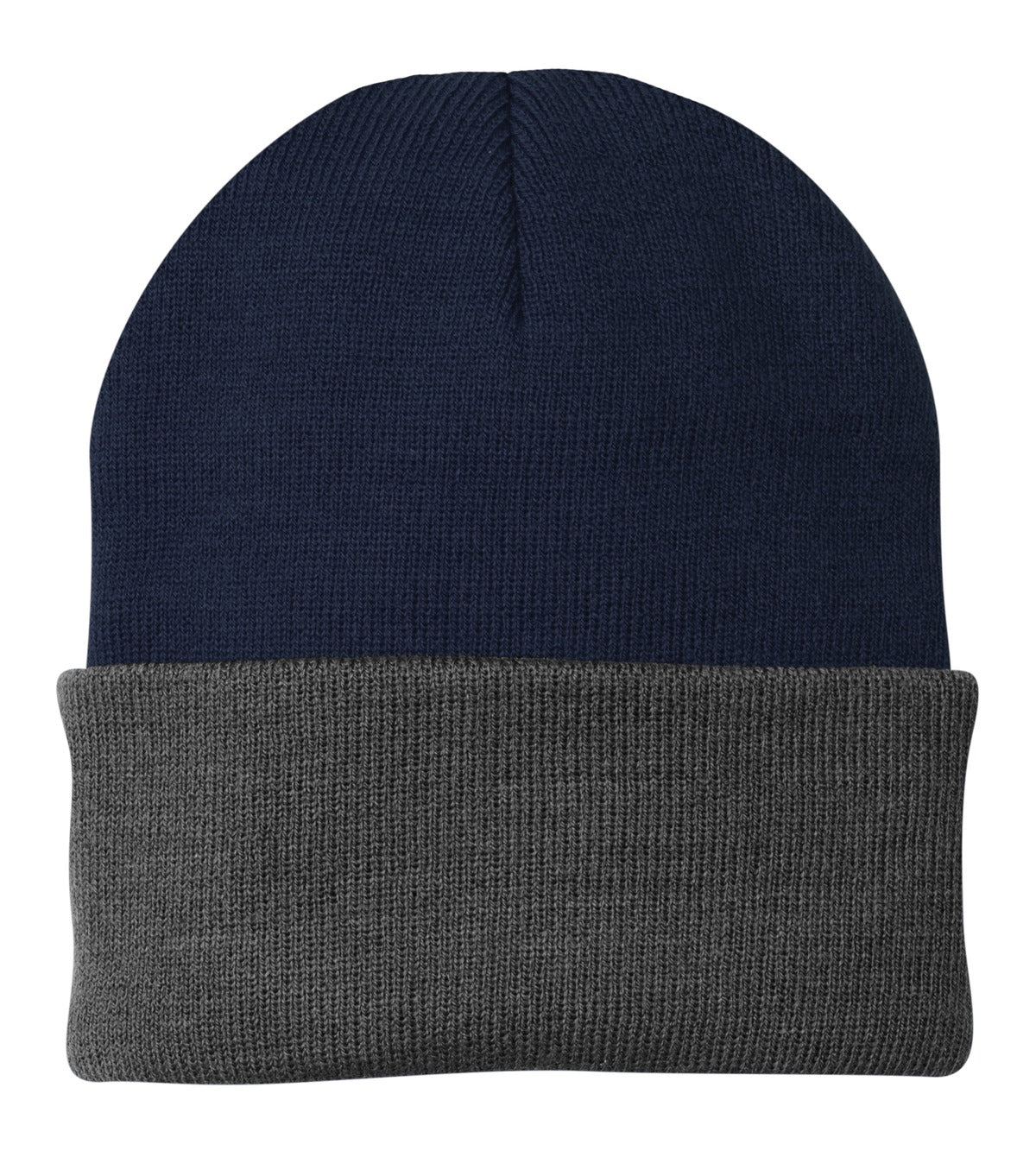 Port Authority Knit Cap. CP90 - Navy/ Athletic Oxford - front