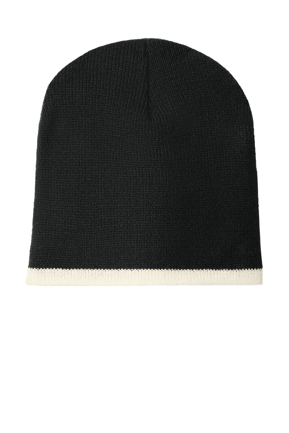 Port Authority Beanie Cap. CP91 - Black/ Natural - front